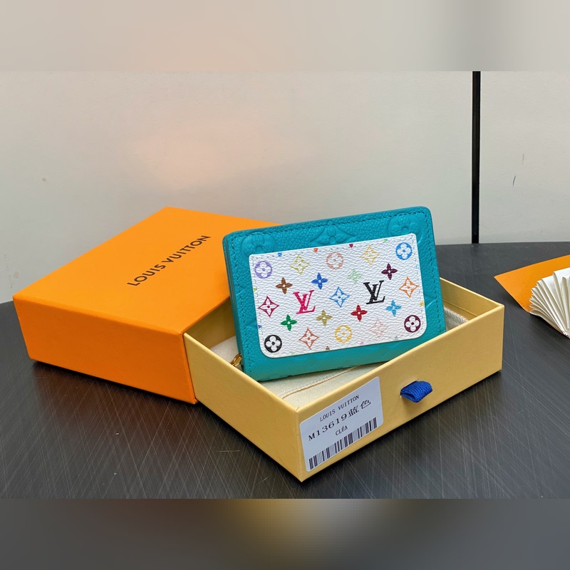 【臺(tái)灣貨】M13619藍(lán)色白彩 兩折拉鍊錢包 LV x TM Portfolio