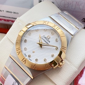 女款_（鋼帶包金，最高版本 原裝機心）歐米伽/OMEGA 型號123.15.27.60