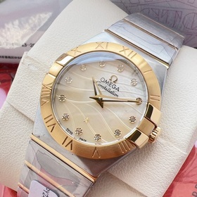 女款_（鋼帶包金，最高版本 原裝機心）歐米伽/OMEGA 型號123.15.27.60