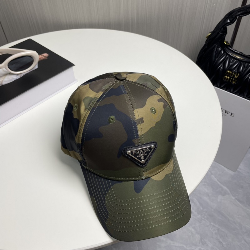 PRADA普拉達(dá)新款高版本炫酷迷彩三角標(biāo)棒球帽 洋氣潮品，男女同款！