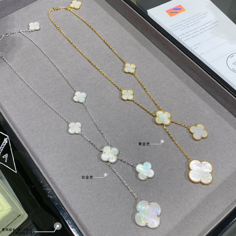 V金鍍咪金  vca四葉草高級(jí)白貝母六花項(xiàng)鍊，市場(chǎng)高級(jí)版  1：1版本高端定制