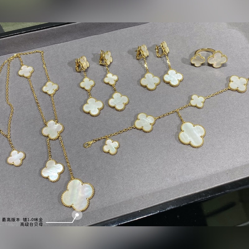 V金鍍咪金  vca四葉草高級(jí)白貝母六花項(xiàng)鍊，市場(chǎng)高級(jí)版  1：1版本高端定制