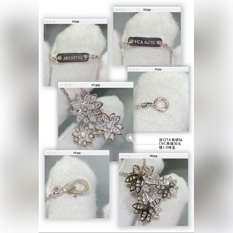 V金材質 2140270 VCA高級精工版本蓮花項鍊， 這款構造獨特，佩戴者可以