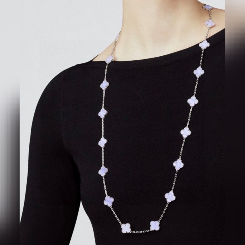 Van Cleef &Arpels 梵克雅寶經典四葉草二十花20花毛衣鍊項鍊天然