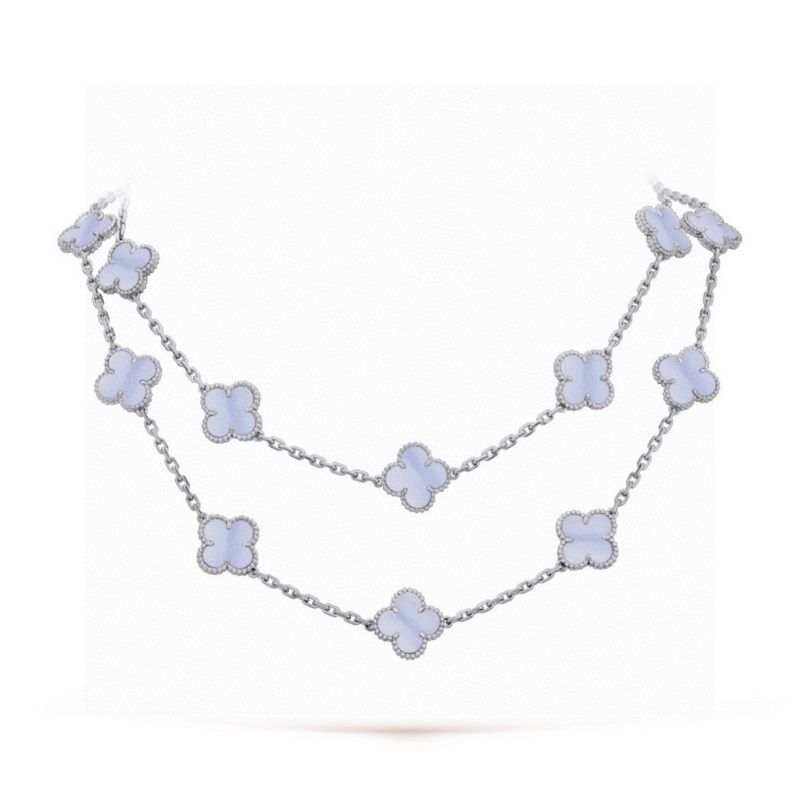 Van Cleef &Arpels 梵克雅寶經典四葉草二十花20花毛衣鍊項鍊天然