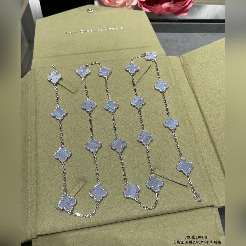 Van Cleef &Arpels 梵克雅寶經典四葉草二十花20花毛衣鍊項鍊天然