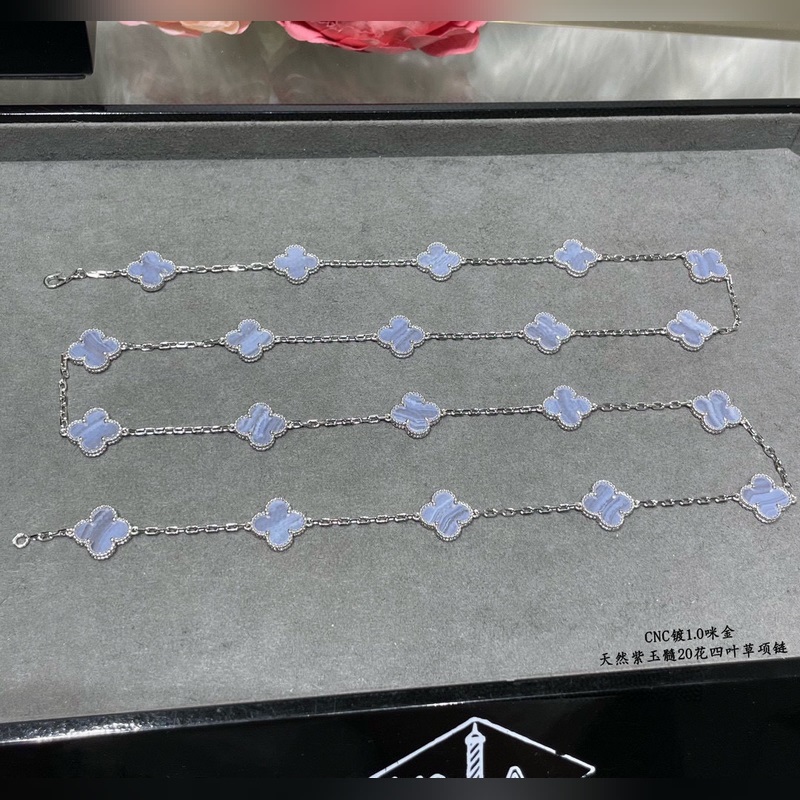 Van Cleef &Arpels 梵克雅寶經典四葉草二十花20花毛衣鍊項鍊天然