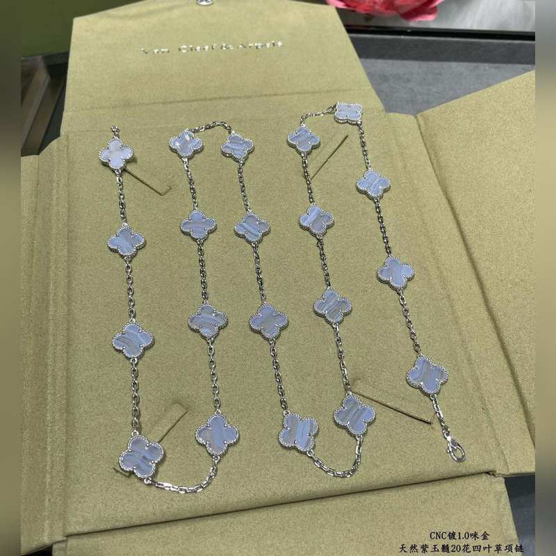 Van Cleef &Arpels 梵克雅寶經典四葉草二十花20花毛衣鍊項鍊天然
