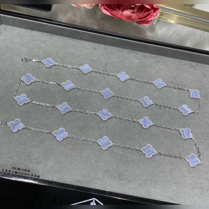 Van Cleef &Arpels 梵克雅寶經典四葉草二十花20花毛衣鍊項鍊天然