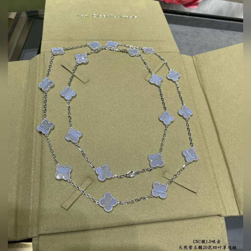 Van Cleef &Arpels 梵克雅寶經典四葉草二十花20花毛衣鍊項鍊天然