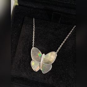 vca 梵克雅寶 白貝母 大蝴蝶 項鍊 ZP 系列，高端鑲嵌天然貝殼電鍍18k金