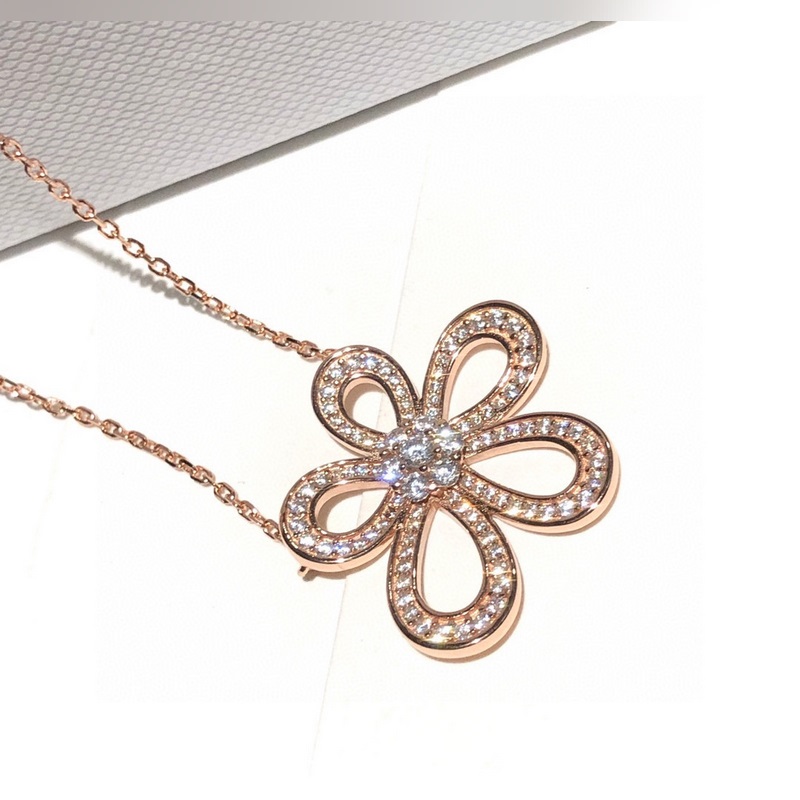 梵克雅寶vca項鍊 經典 花朵 大花 奢侈 高碳鑽滿鑽 項鍊 完美演繹大牌範兒