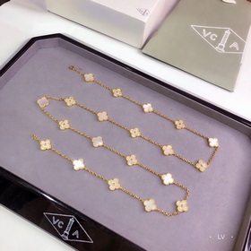 vca四葉草梵克雅寶 滿鑽 白貝母 二十花項鍊20花 彩寶長鍊毛衣鍊，重工的款式