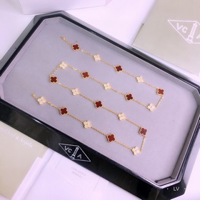 vca四葉草梵克雅寶 滿鑽 瑪瑙 二十花項鍊20花 彩寶長鍊毛衣鍊，重工的款式