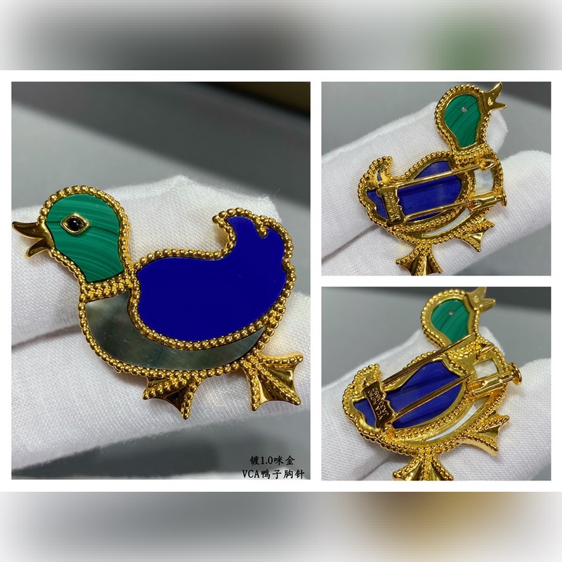 V金材質(zhì) 鴨子 梵克雅寶實(shí)拍 VCA動(dòng)物系列胸針 小小的動(dòng)物胸針有趣可愛，讓我們