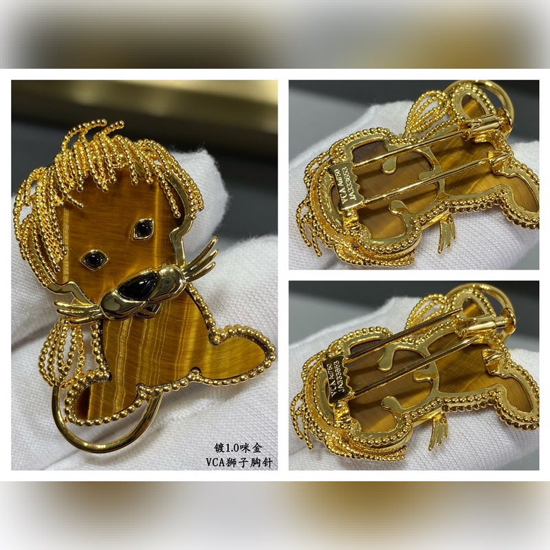 V金材質 獅子 梵克雅寶實拍 VCA動物系列胸針 小小的動物胸針有趣可愛，讓我們