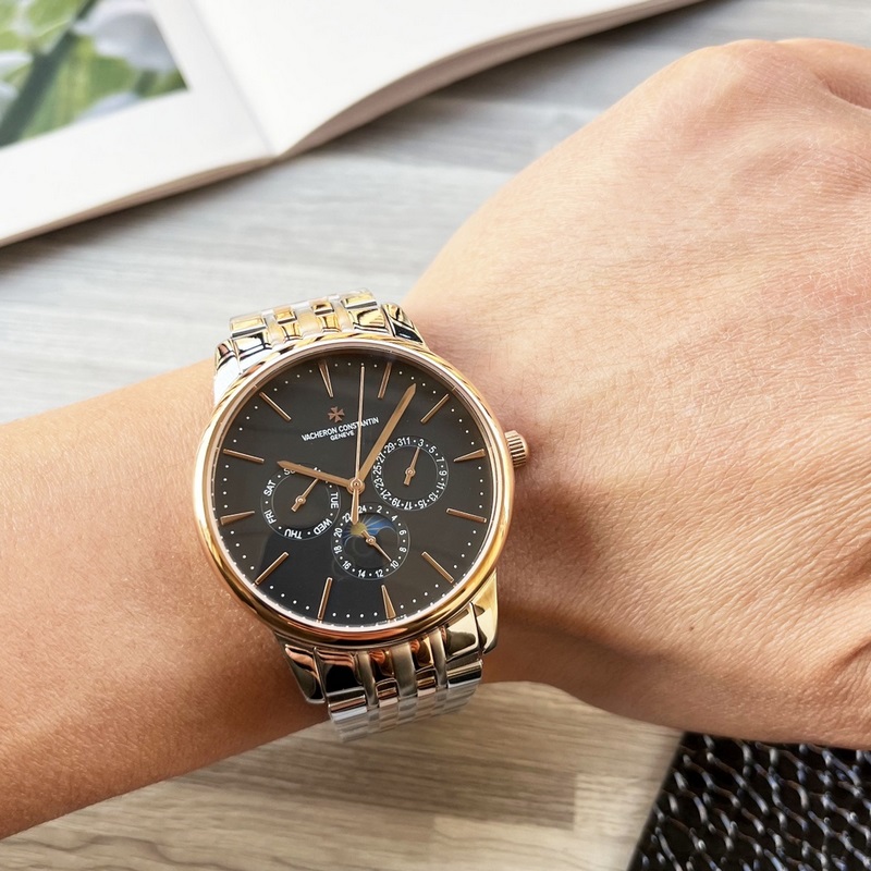 【最新】：江詩丹頓 三針設計【類型】：精品男士腕錶【錶帶】：真牛皮錶帶///