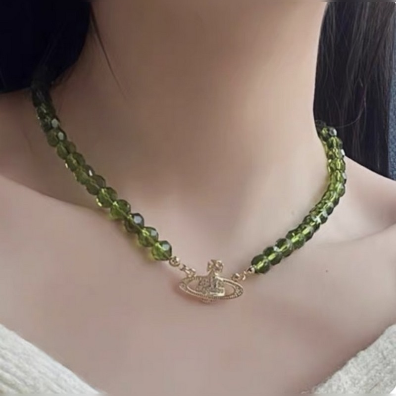 西太後 vivienne 綠色水晶滿鑽土星項鍊閉眼 準(zhǔn)入 沒錯！鑽鑲嵌、純 王