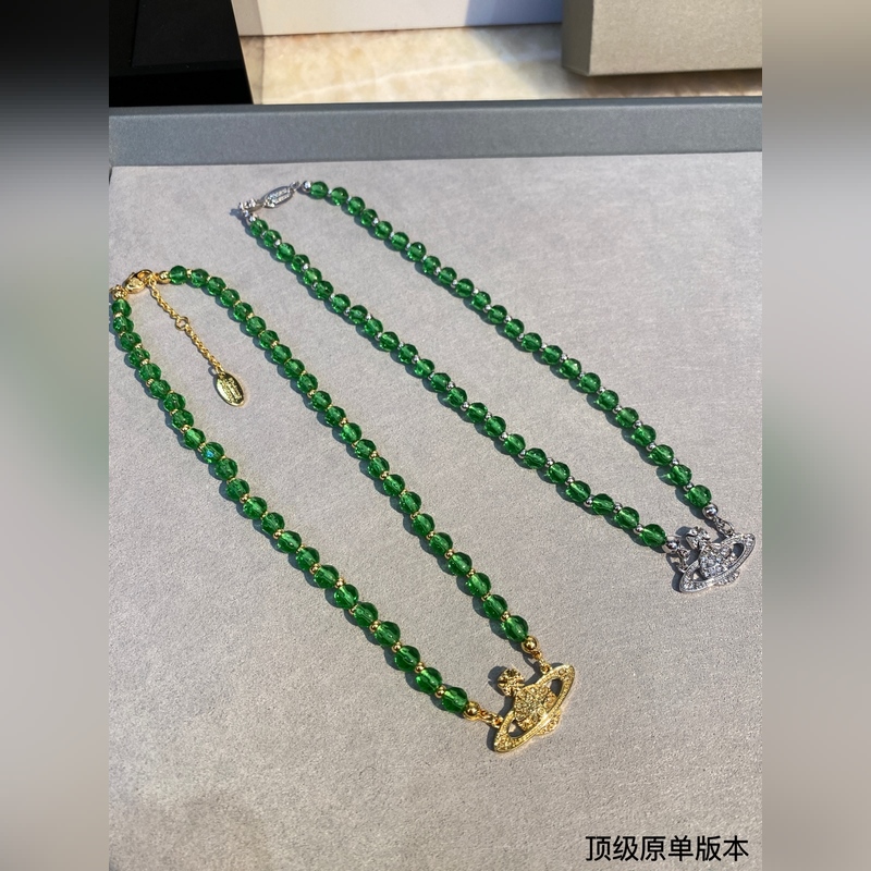 西太後 vivienne 綠色水晶滿鑽土星項鍊閉眼 準(zhǔn)入 沒錯！鑽鑲嵌、純 王