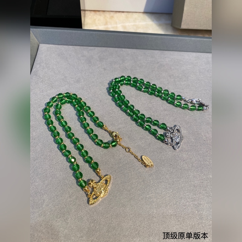 西太後 vivienne 綠色水晶滿鑽土星項鍊閉眼 準(zhǔn)入 沒錯！鑽鑲嵌、純 王