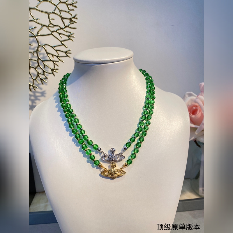 西太後 vivienne 綠色水晶滿鑽土星項鍊閉眼 準(zhǔn)入 沒錯！鑽鑲嵌、純 王