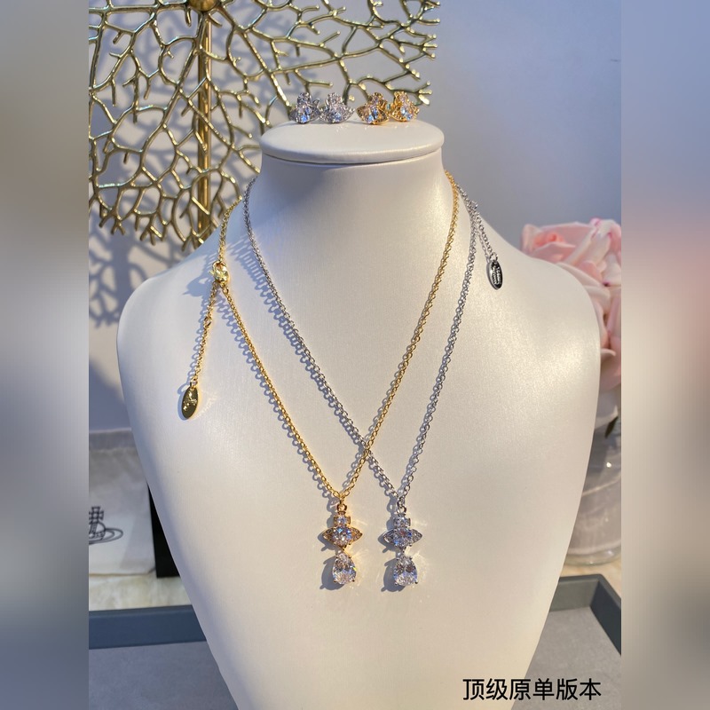 項鍊2200 耳釘1800 西太後土星鑲鑽套裝 優雅大方精工設計 非常修飾臉型