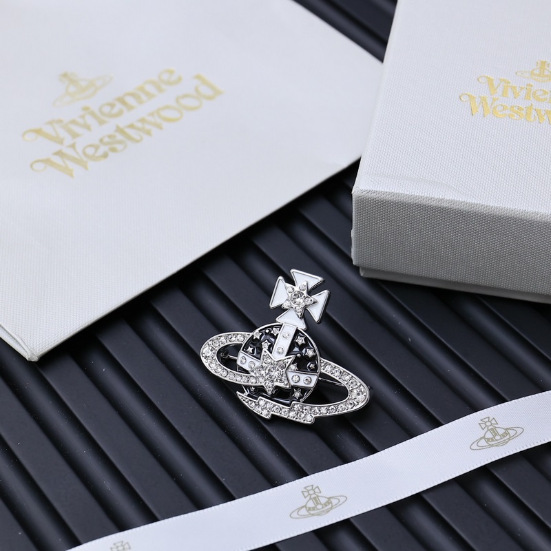 西太後超美大號星球胸針，百看不厭的土星形狀，胸針表面鑲滿”鑽石“加黑白滴裝飾搭配