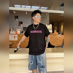 巴黎世家 新款字母印花雙層重工短袖T桖 字母圖案不管是T桖還是衛衣都是每年的爆款