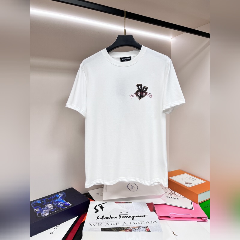 Balencaiga 獨家專供春季新款 巴黎世家時尚休閑圓領短袖，闊版高密度28