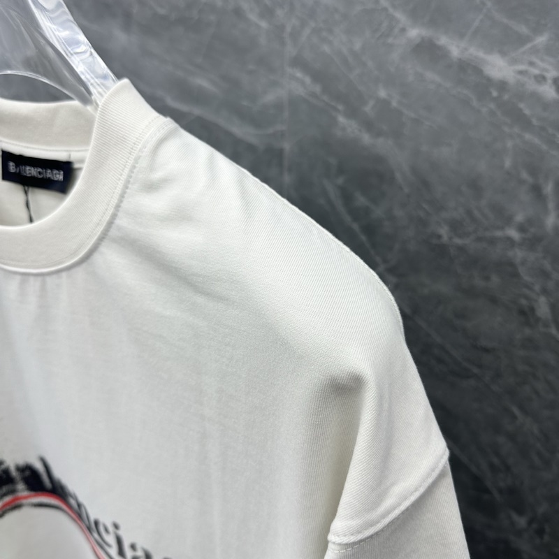 ｜巴黎世家潑墨塗鴉可樂短袖 顔色：米白 黑色 面料：300克 平紋 尺碼：M L