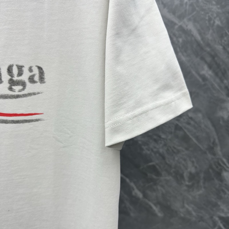 ｜巴黎世家潑墨塗鴉可樂短袖 顔色：米白 黑色 面料：300克 平紋 尺碼：M L