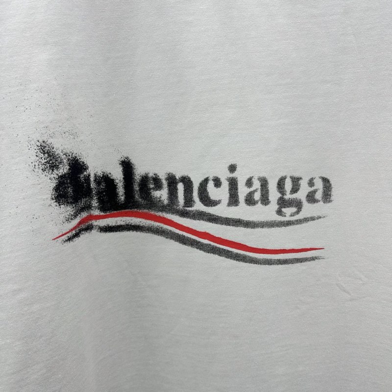 ｜巴黎世家潑墨塗鴉可樂短袖 顔色：米白 黑色 面料：300克 平紋 尺碼：M L