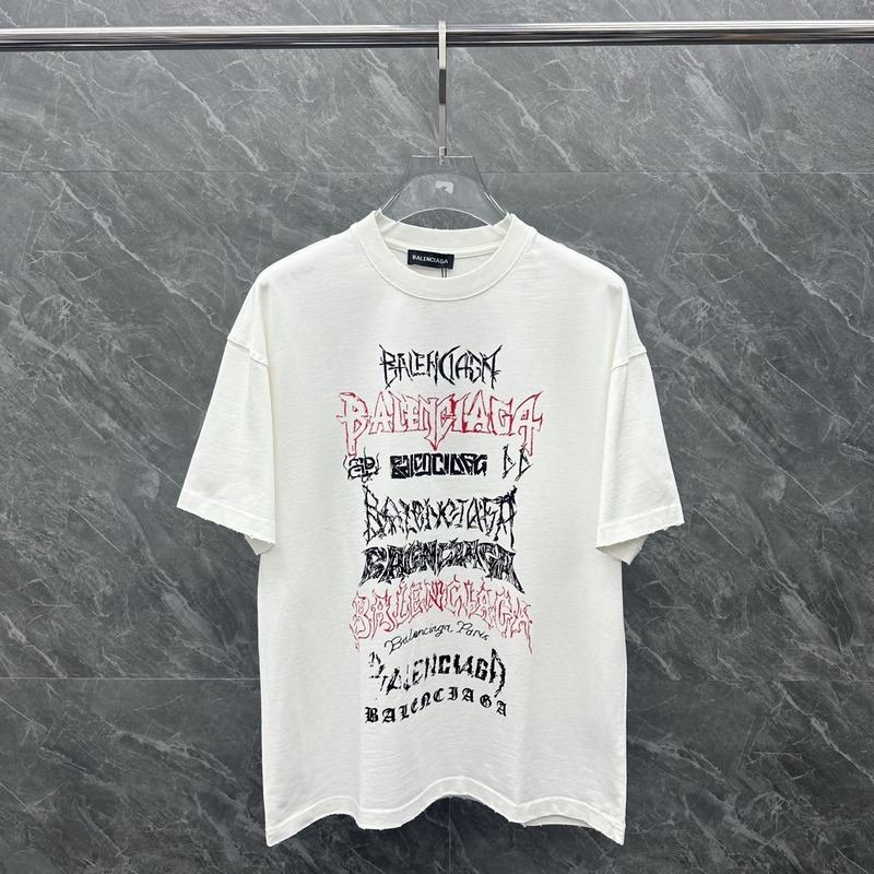 ｜巴黎世家水洗短袖 顔色：白色 水洗藍 面料：300克 平紋 尺碼：M L XL