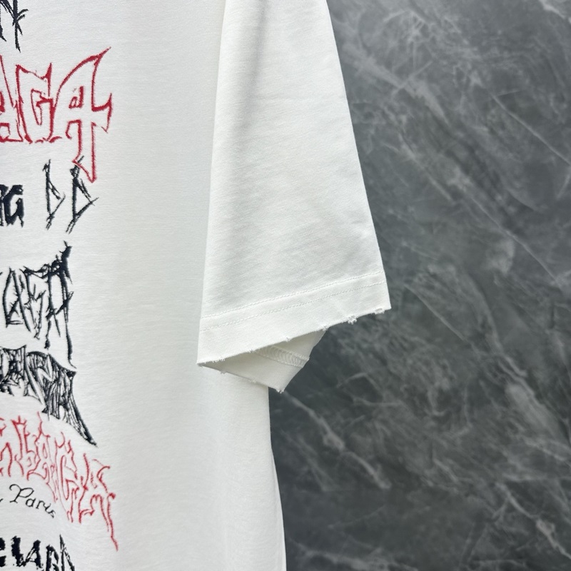 ｜巴黎世家水洗短袖 顔色：白色 水洗藍 面料：300克 平紋 尺碼：M L XL