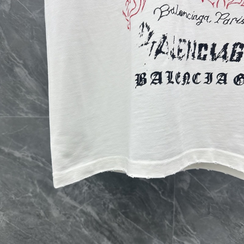 ｜巴黎世家水洗短袖 顔色：白色 水洗藍 面料：300克 平紋 尺碼：M L XL