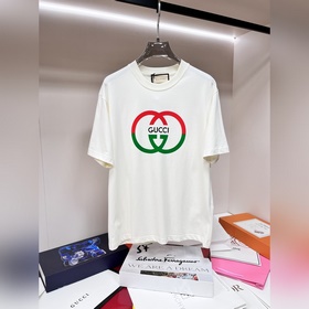 Gucci 獨家專供春季新款 古馳時尚休閑圓領短袖，純棉面料原單工藝高端歐版原單