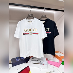 Gucci 獨家專供春季新款 古馳時尚休閑圓領短袖，純棉面料原單工藝高端歐版原單