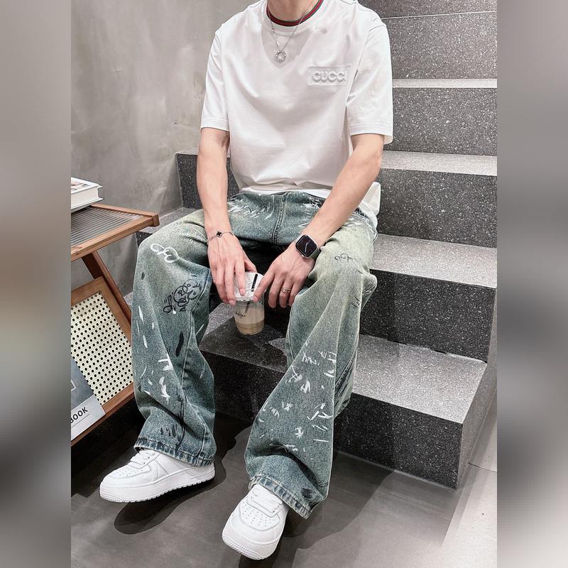 Gucci/古奇，2025夏季最新款，專櫃同步有售，原單狠貨，時尚休閑圓領(lǐng)短袖T