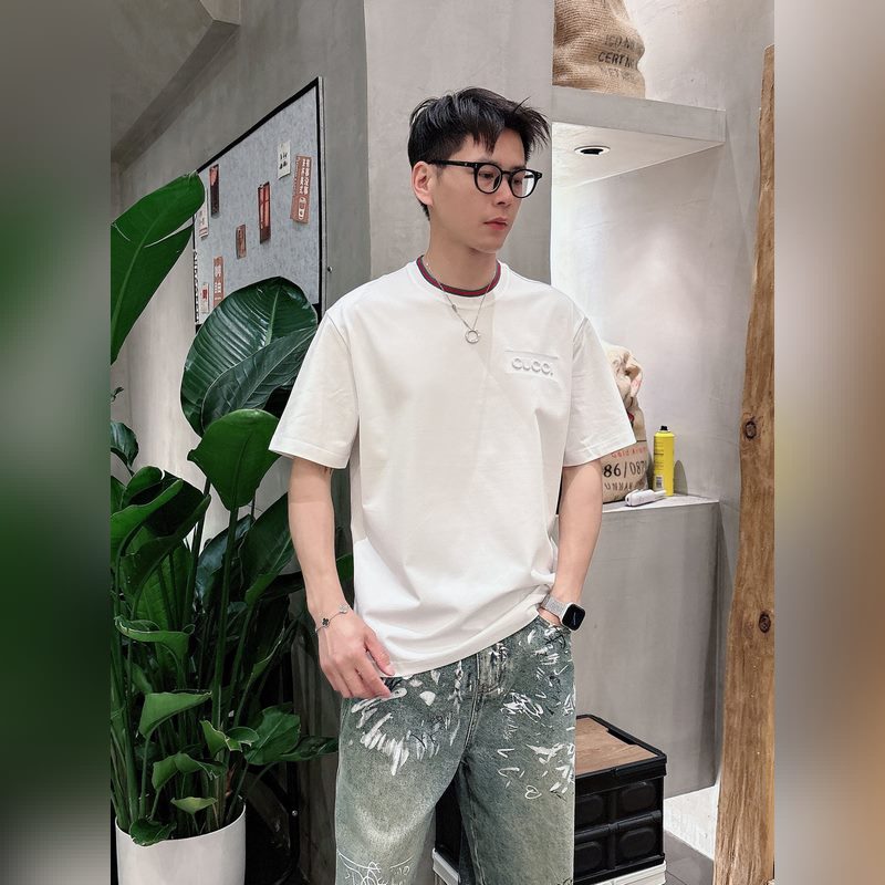 Gucci/古奇，2025夏季最新款，專櫃同步有售，原單狠貨，時尚休閑圓領(lǐng)短袖T