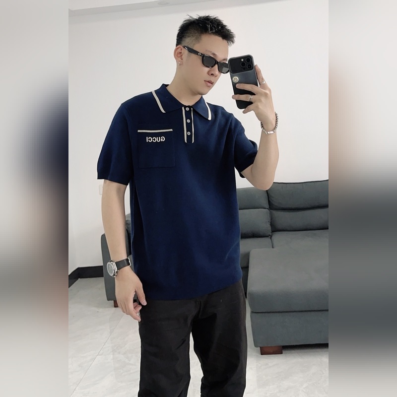 GUCCI/古馳2025新款Polo衫撞色領刺繡logo上衣 穿上GUCCI這款