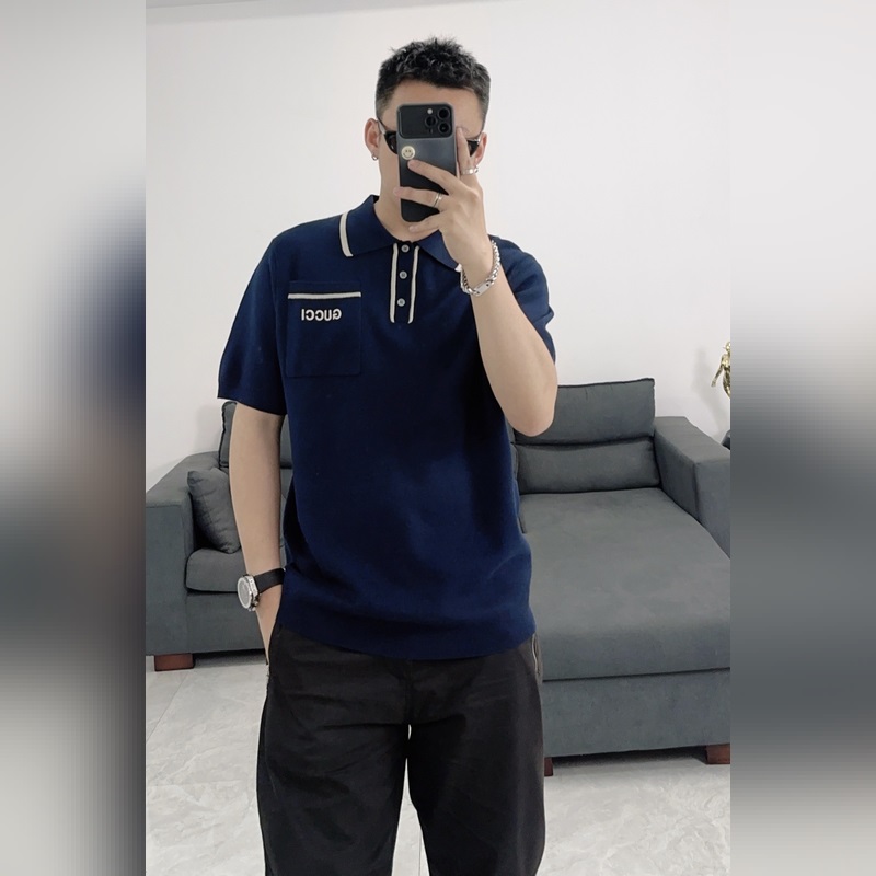 GUCCI/古馳2025新款Polo衫撞色領刺繡logo上衣 穿上GUCCI這款