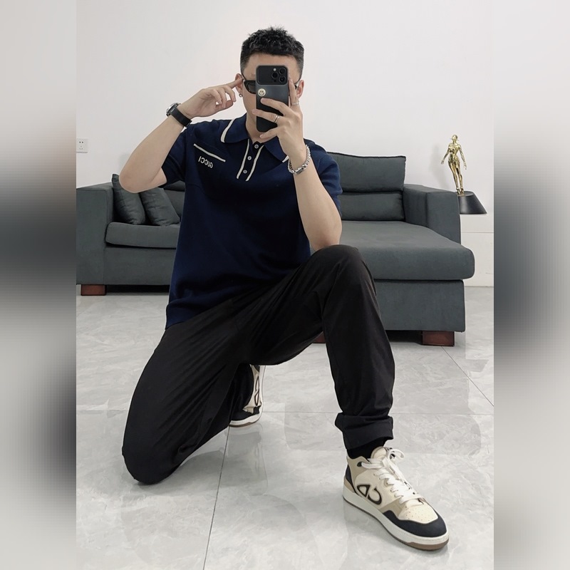 GUCCI/古馳2025新款Polo衫撞色領刺繡logo上衣 穿上GUCCI這款