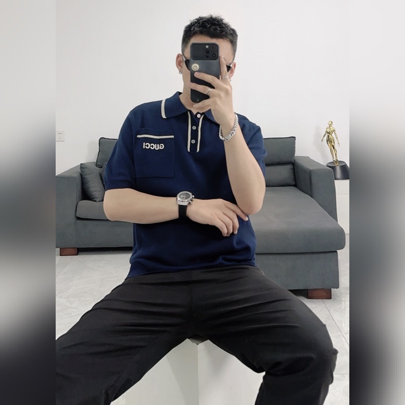 GUCCI/古馳2025新款Polo衫撞色領刺繡logo上衣 穿上GUCCI這款