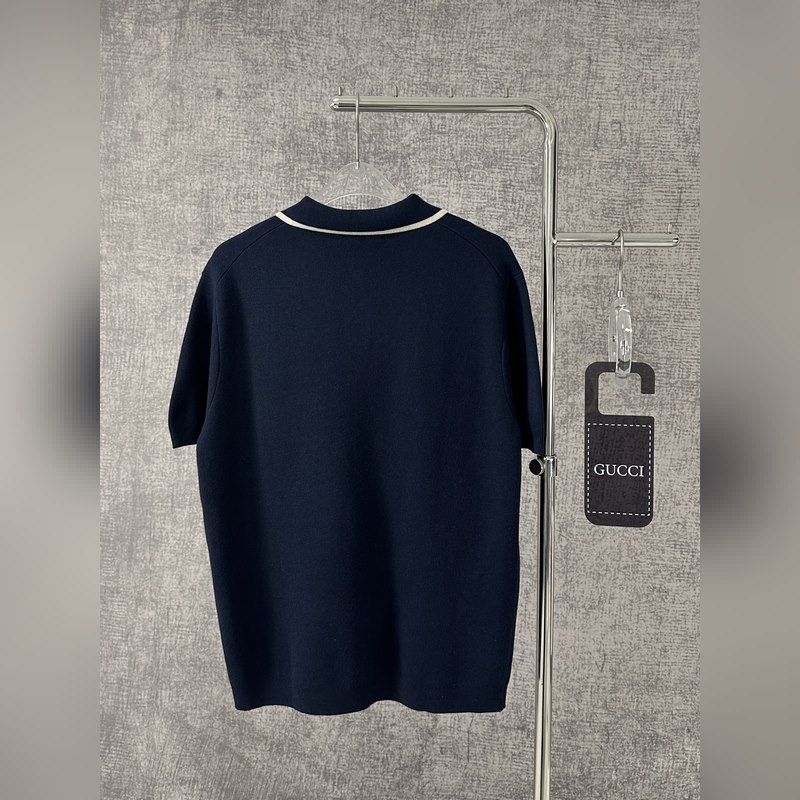 GUCCI/古馳2025新款Polo衫撞色領刺繡logo上衣 穿上GUCCI這款