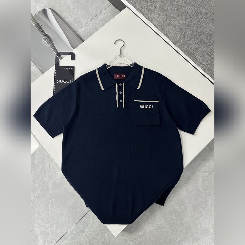 GUCCI/古馳2025新款Polo衫撞色領刺繡logo上衣 穿上GUCCI這款