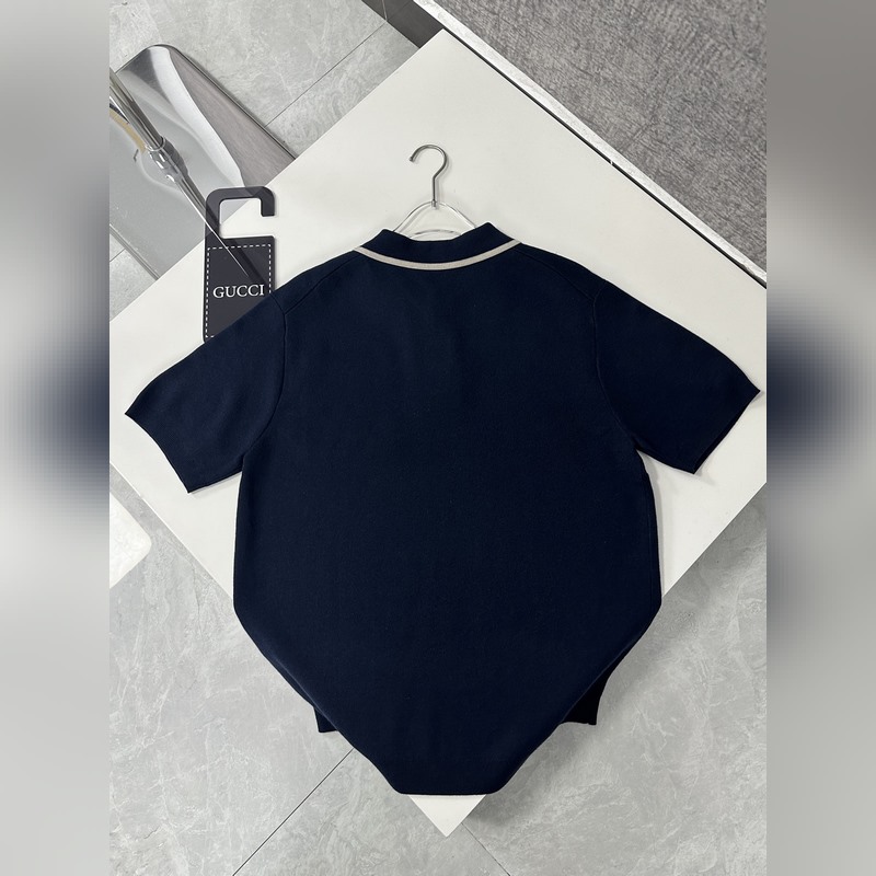 GUCCI/古馳2025新款Polo衫撞色領刺繡logo上衣 穿上GUCCI這款