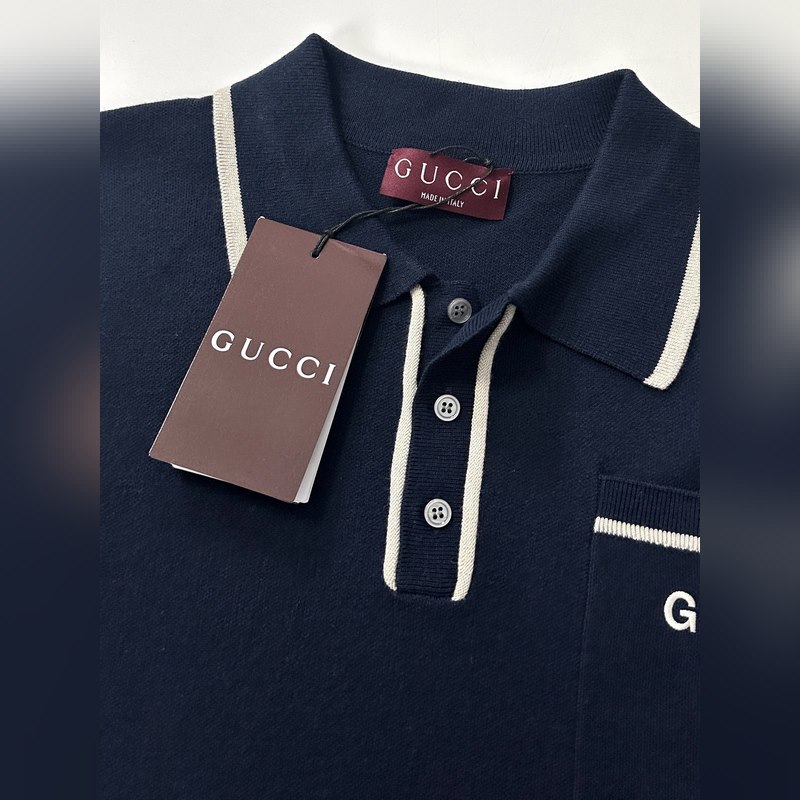 GUCCI/古馳2025新款Polo衫撞色領刺繡logo上衣 穿上GUCCI這款