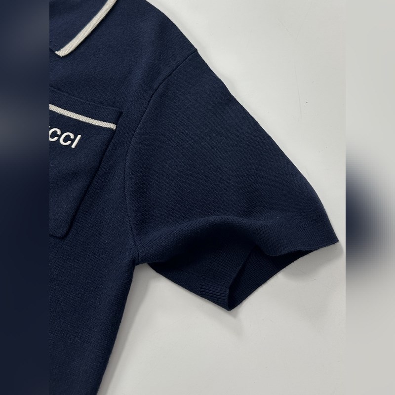 GUCCI/古馳2025新款Polo衫撞色領刺繡logo上衣 穿上GUCCI這款
