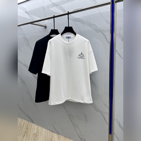 PRADA·普拉達 2025FW春夏新品圓領打底外穿T恤，立體感logo微廓形半