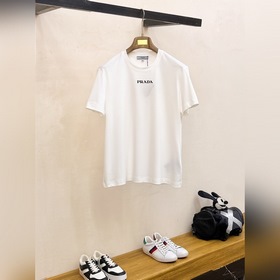 prada 普拉達25ss 春夏新款原單男士絲光棉短袖T恤 高端定制 高版本 時